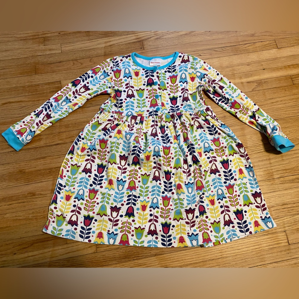 Hanna Andersson Size 8 (130) Colorful Floral Kids Dress